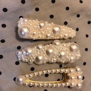 Handmade faux pearl hair clips
